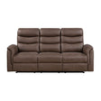 Metric Brown Double Reclining Sofa with Drop-down Cup Holders