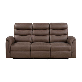 Metric Brown Double Reclining Sofa with Drop-down Cup Holders by Homelegance at Eve Furniture