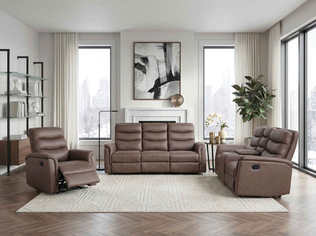 Metric Brown Reclining Living Room Set by Homelegance at Eve Furniture