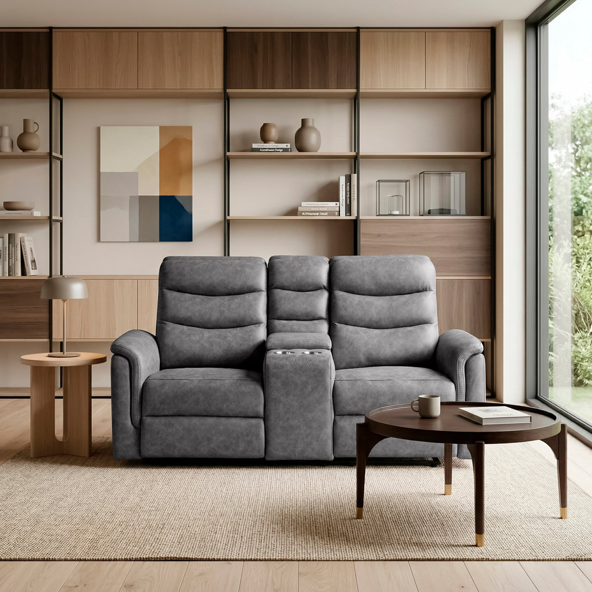 Metric Gray Double Glider Reclining Loveseat with Center Console by Homelegance at Eve Furniture