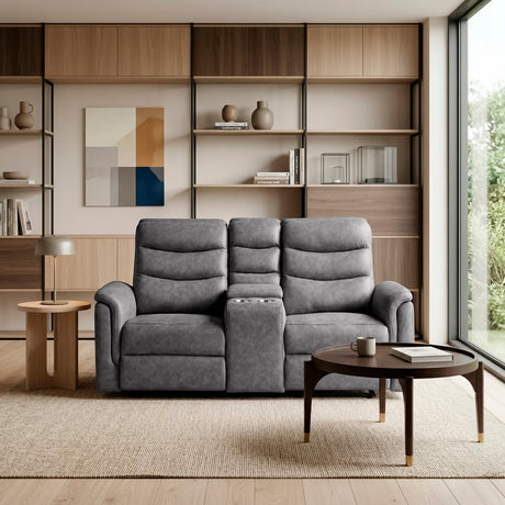 Metric Gray Double Glider Reclining Loveseat with Center Console by Homelegance at Eve Furniture