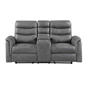 Metric Gray Double Glider Reclining Loveseat with Center Console by Homelegance at Eve Furniture