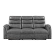 Metric Gray Double Reclining Sofa with Drop-down Cup Holders