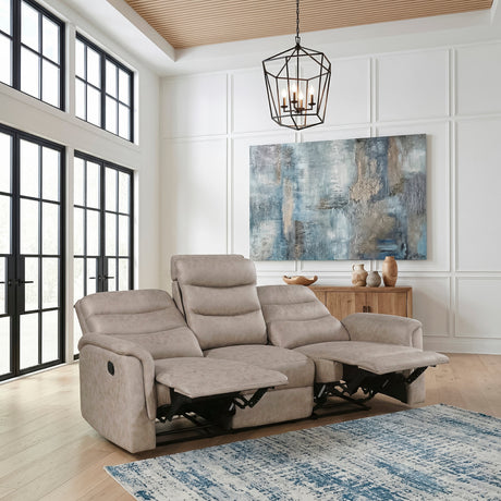 Metric Taupe 3-Piece Reclining Living Room Set by Homelegance at Eve Furniture