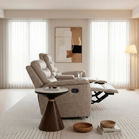 Metric Taupe Double Glider Reclining Loveseat with Center Console by Homelegance at Eve Furniture