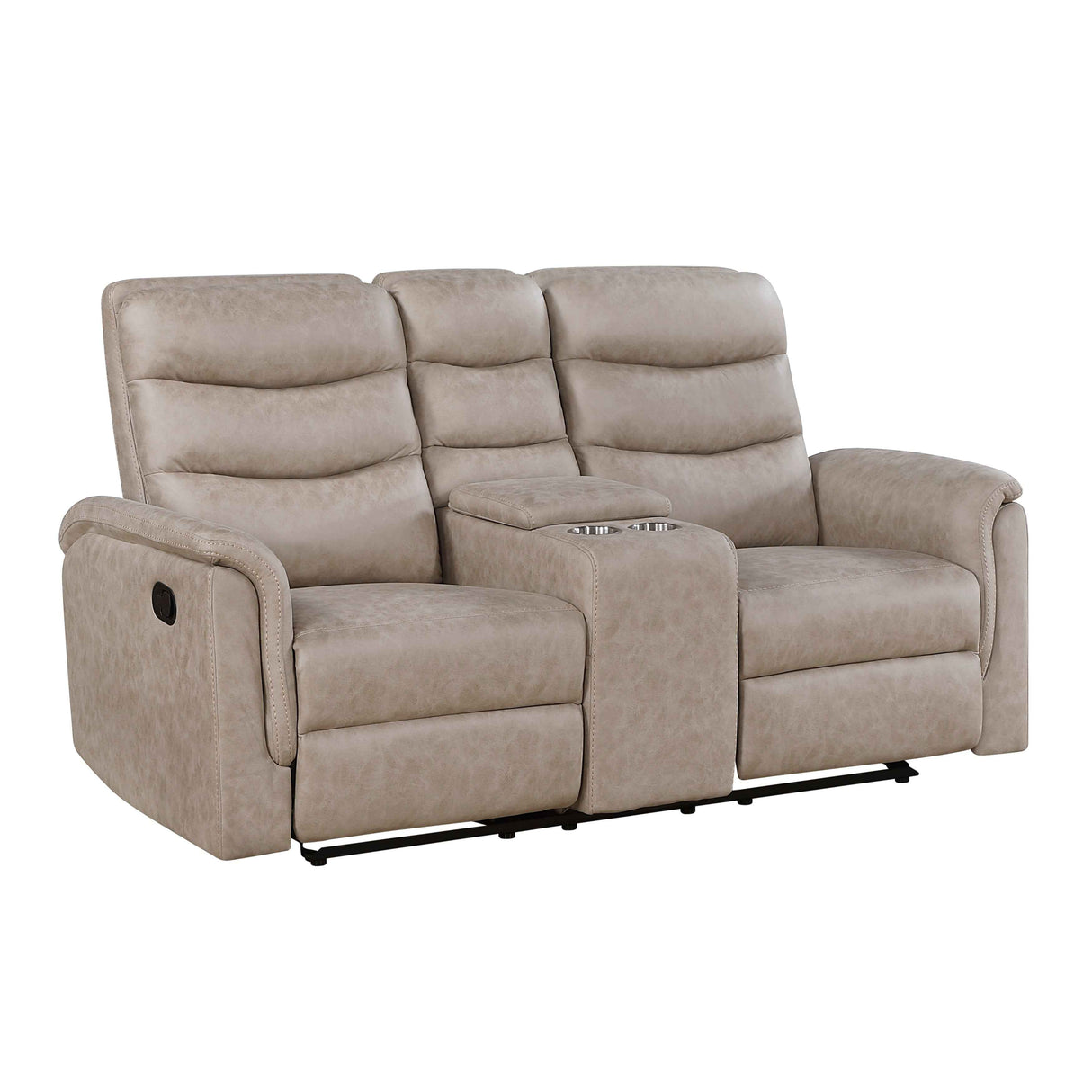 Metric Taupe Double Glider Reclining Loveseat with Center Console