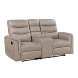 Metric Taupe Double Glider Reclining Loveseat with Center Console