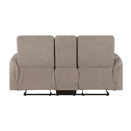 Metric Taupe Double Glider Reclining Loveseat with Center Console by Homelegance at Eve Furniture