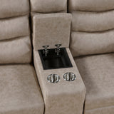 Metric Taupe Double Glider Reclining Loveseat with Center Console by Homelegance at Eve Furniture