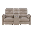 Metric Taupe Double Glider Reclining Loveseat with Center Console