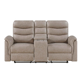 Metric Taupe Double Glider Reclining Loveseat with Center Console by Homelegance at Eve Furniture
