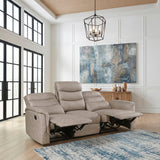 Metric Taupe Double Reclining Sofa with Drop-down Cup Holders by Homelegance at Eve Furniture