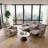 Metric Taupe Double Reclining Sofa with Drop-down Cup Holders by Homelegance at Eve Furniture