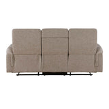 Metric Taupe Double Reclining Sofa with Drop-down Cup Holders