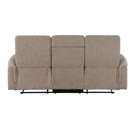 Metric Taupe Double Reclining Sofa with Drop-down Cup Holders by Homelegance at Eve Furniture