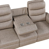 Metric Taupe Double Reclining Sofa with Drop-down Cup Holders by Homelegance at Eve Furniture