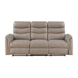Metric Taupe Double Reclining Sofa with Drop-down Cup Holders