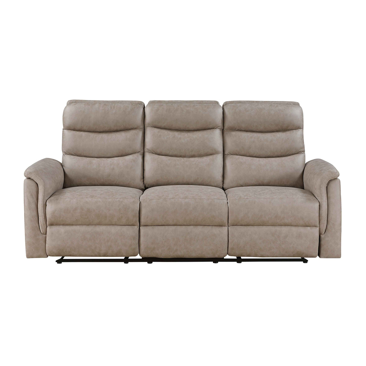Metric Taupe Double Reclining Sofa with Drop-down Cup Holders