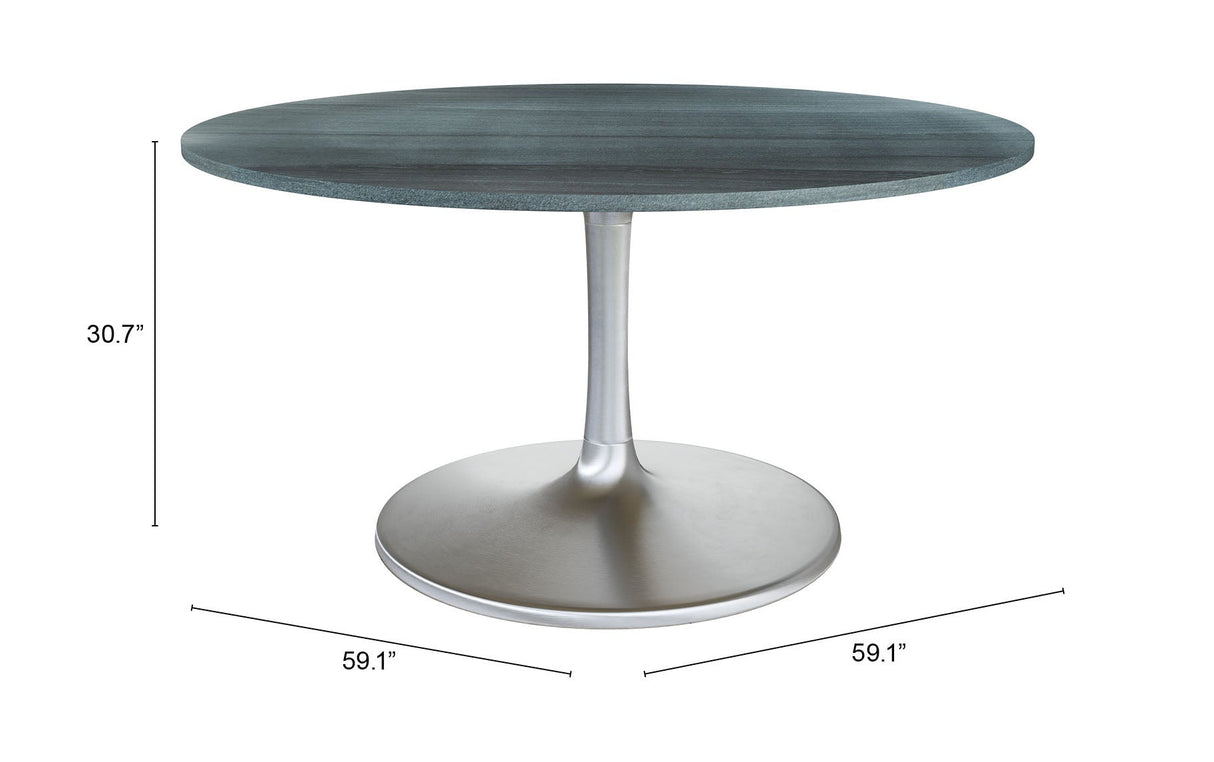 Metropolis Gray & Silver Dining Table (60") by Zuomod at Eve Furniture