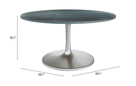 Metropolis Gray & Silver Dining Table (60") by Zuomod at Eve Furniture