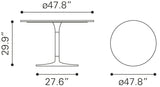 Metropolis Gray & Silver Dining Table by Zuomod at Eve Furniture