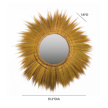 Mettu Natural Grass Round Wall Mirror by TOV Furniture at Eve Furniture