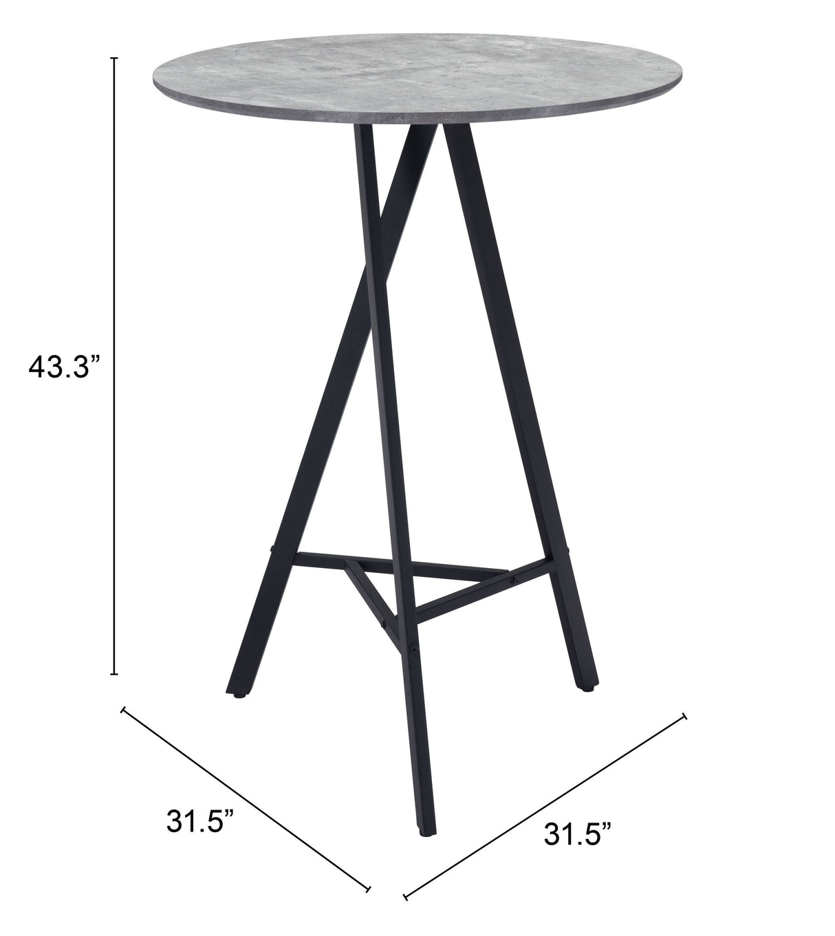 Metz Bar Table Gray by Zuomod at Eve Furniture