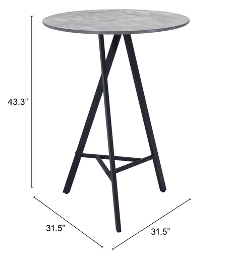 Metz Bar Table Gray by Zuomod at Eve Furniture