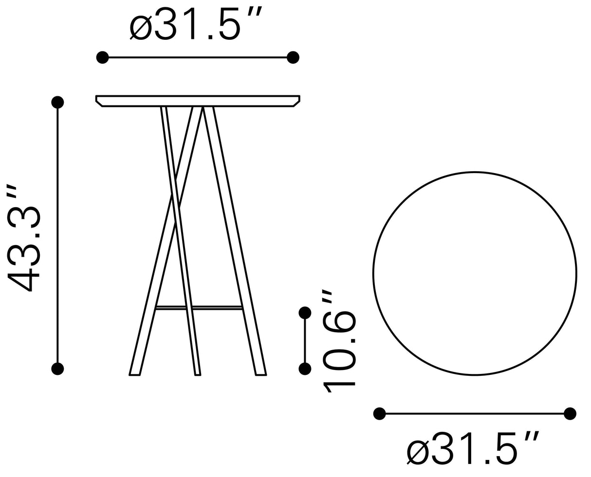 Metz Bar Table Gray by Zuomod at Eve Furniture