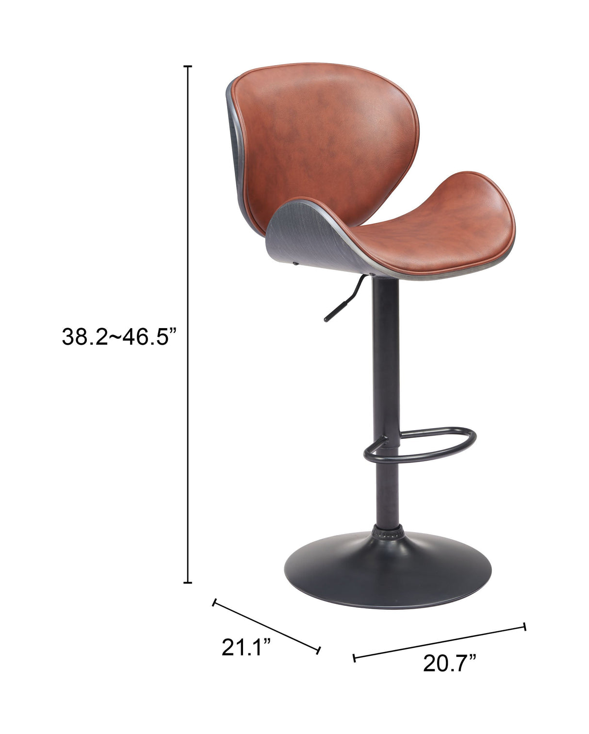 Meyane Brown Barstool by Zuomod at Eve Furniture
