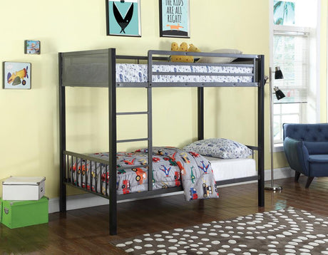 Meyers Black/Gunmetal Twin over Twin Metal Bunk Bed