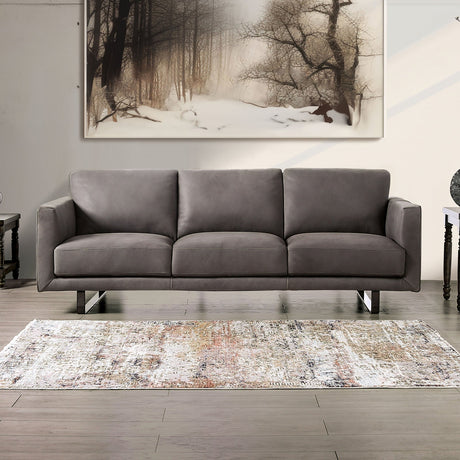 Mezzanotte Gray Real Italian Leather Living Room Set by Furniture of America at Eve Furniture