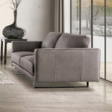 Mezzanotte Gray Real Italian Leather Living Room Set by Furniture of America at Eve Furniture