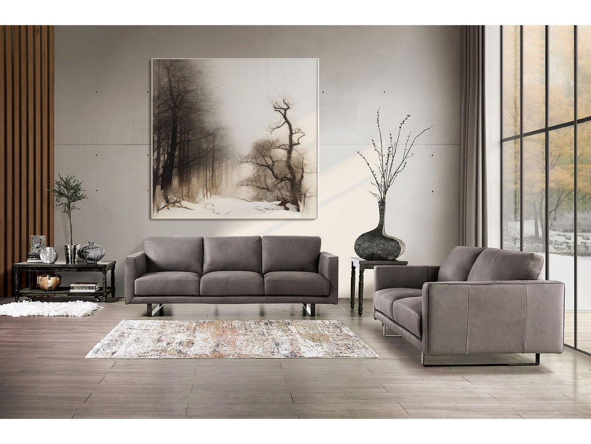 Mezzanotte Gray Real Italian Leather Living Room Set by Furniture of America at Eve Furniture