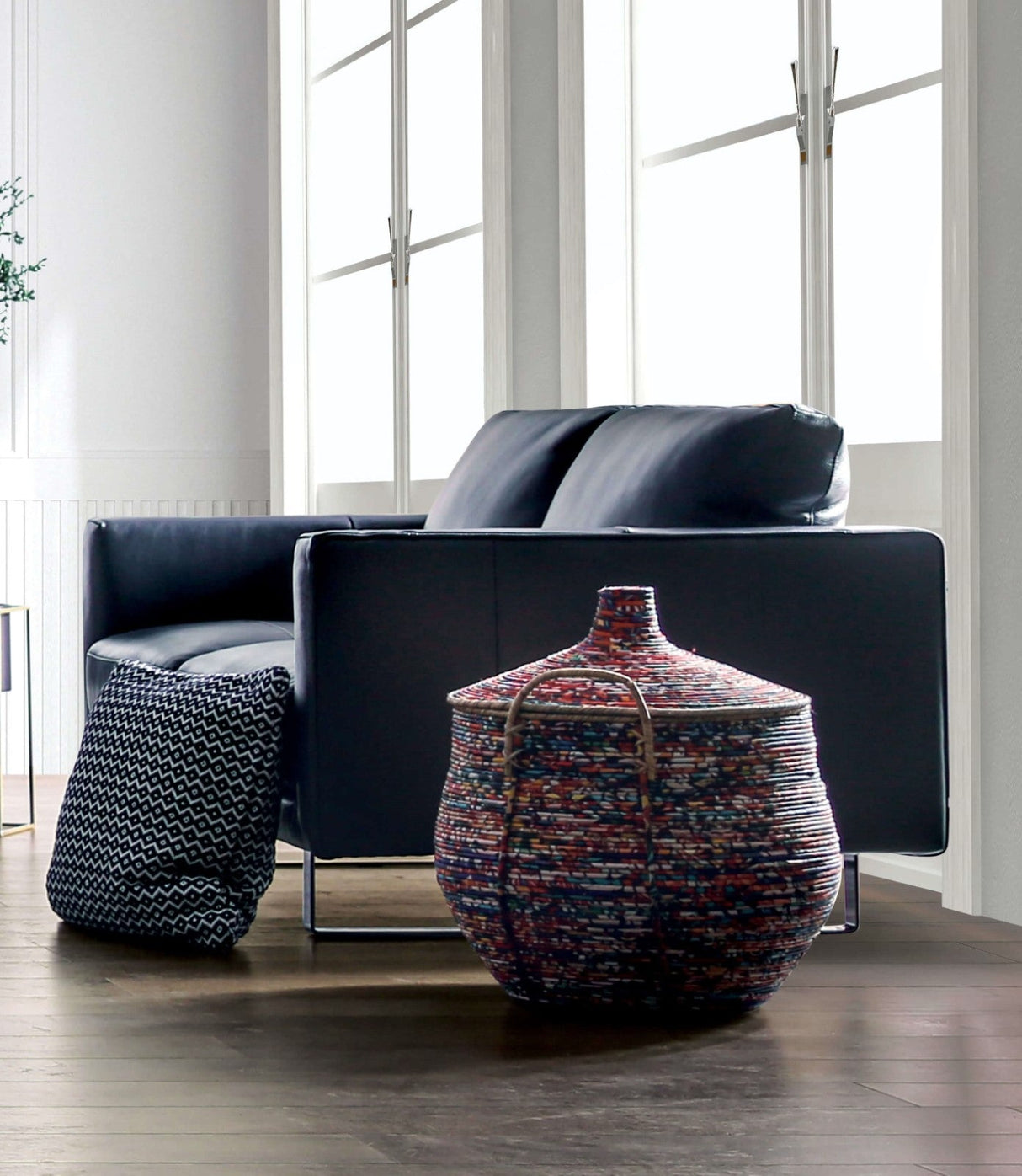 Mezzanotte Midnight Blue Real Italian Leather Sofa & Loveseat by Furniture of America at Eve Furniture