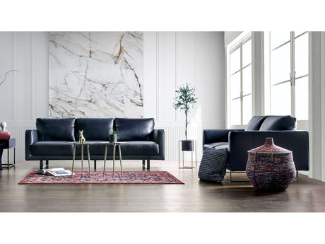 Mezzanotte Midnight Blue Real Italian Leather Sofa & Loveseat by Furniture of America at Eve Furniture