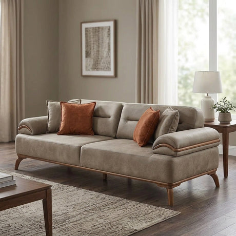 Mia 4-pieces (2 Sofa & 2 Chair) Livingroom Set Beige by Furnia at Eve Furniture