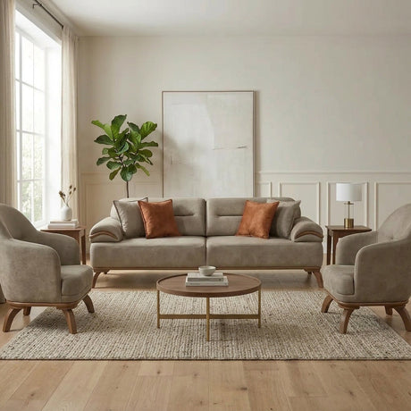 Mia Beige Convertible Sofa by Furnia at Eve Furniture
