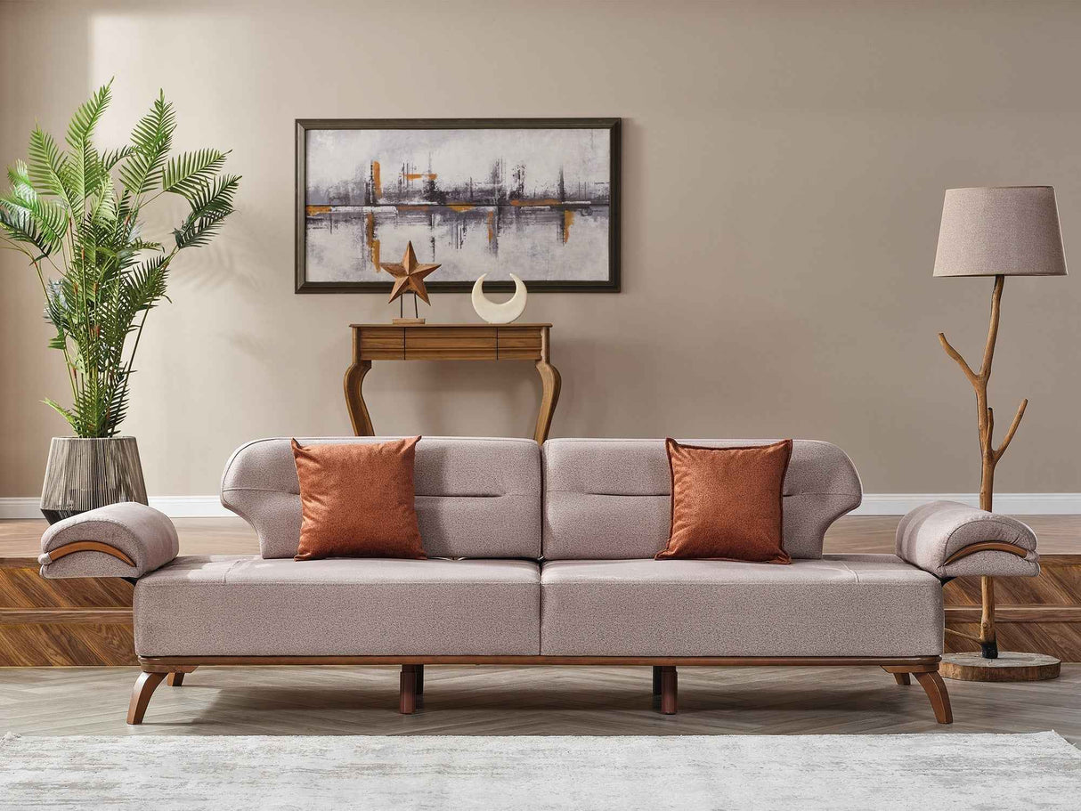 Mia Beige Convertible Sofa by Furnia at Eve Furniture
