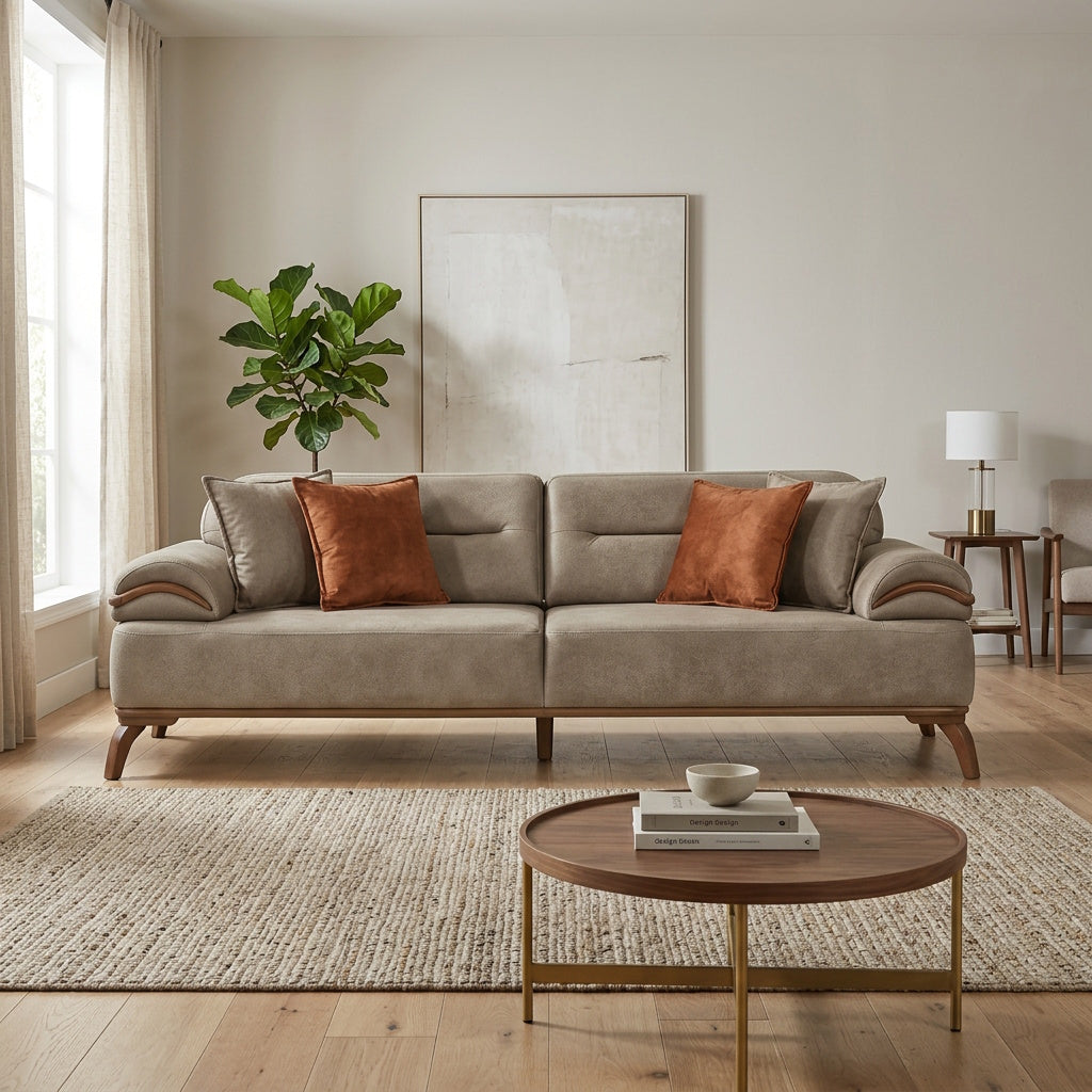 Mia Beige Convertible Sofa by Furnia at Eve Furniture