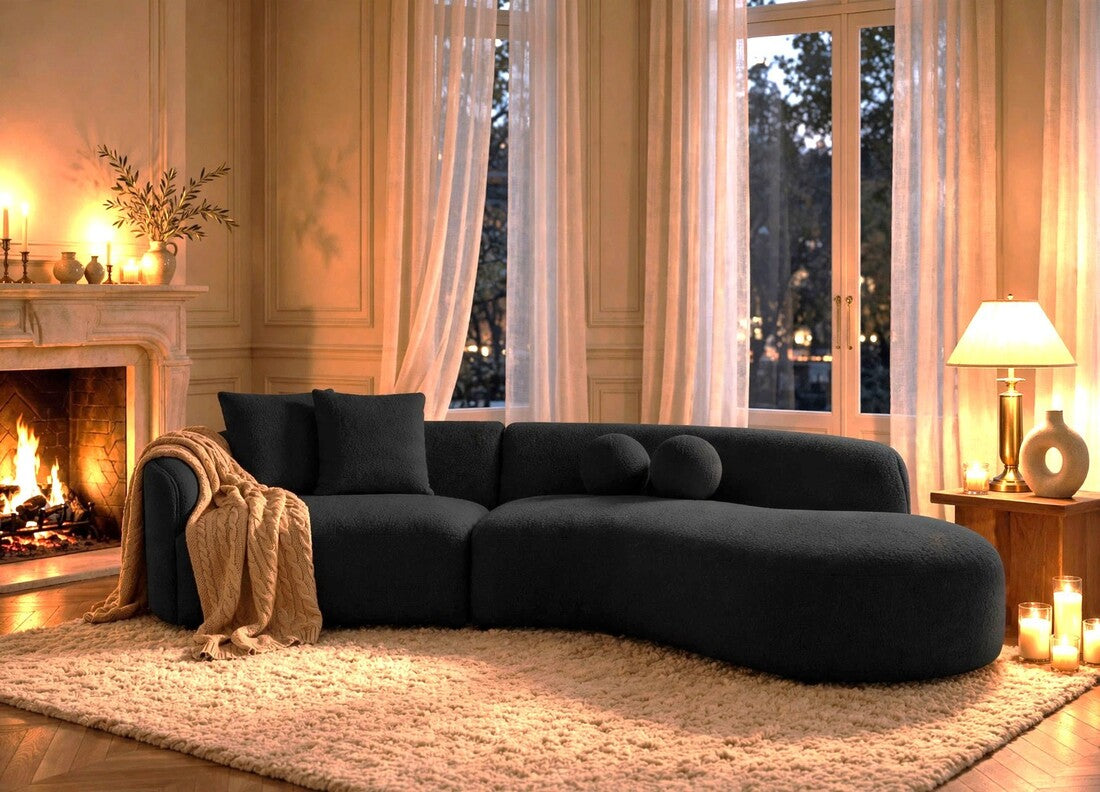 Mia Black Fabric Sectional by Happy Homes at Eve Furniture
