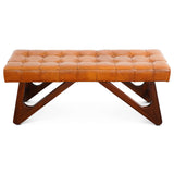 Mia Tan Leather Bench With Buttons by Ashcroft Imports at Eve Furniture