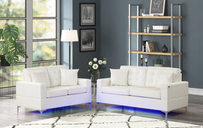 Miami White (LED LIGHTS) Sofa & Loveseat by Happy Homes at Eve Furniture