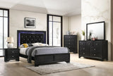 Micah Black Full LED Upholstered Panel Bed by Crown Mark at Eve Furniture