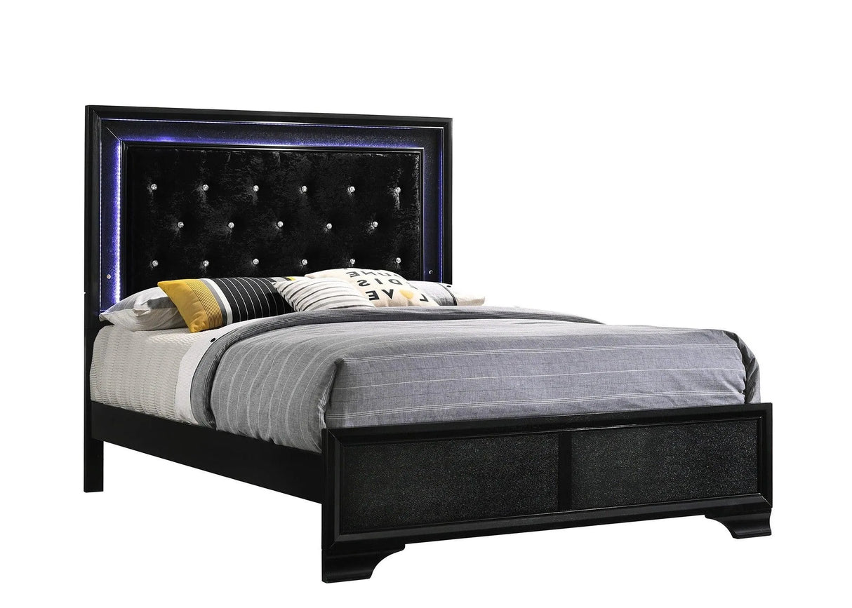 Micah Black Full LED Upholstered Panel Bed by Crown Mark at Eve Furniture