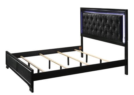 Micah Black King LED Upholstered Panel Bed by Crown Mark at Eve Furniture