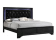 Micah Black King LED Upholstered Panel Bed by Crown Mark at Eve Furniture
