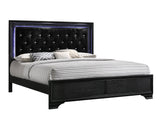 Micah Black King LED Upholstered Panel Bed by Crown Mark at Eve Furniture