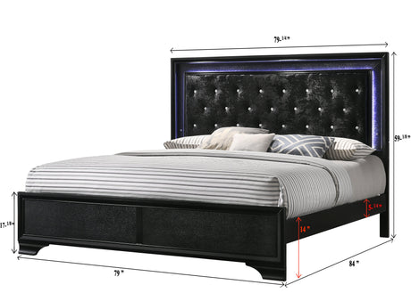 Micah Black LED Upholstered Panel Bedroom Set by Crown Mark at Eve Furniture