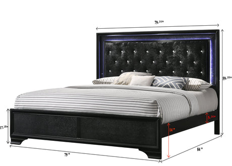 Micah Black LED Upholstered Panel Bedroom Set by Crown Mark at Eve Furniture